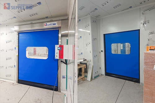 药厂无尘车间洁净室快速门防污染设计：U型轨道+底兜配重+高速启闭